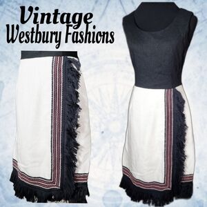 1950's Linen nautical themed Westbury fashions fringe dress